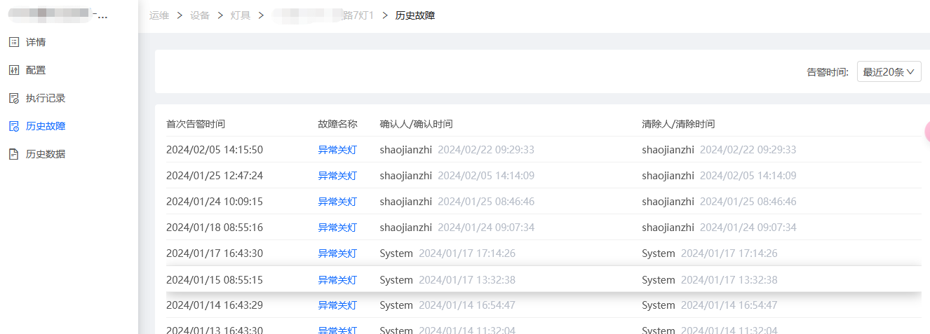 历史故障
