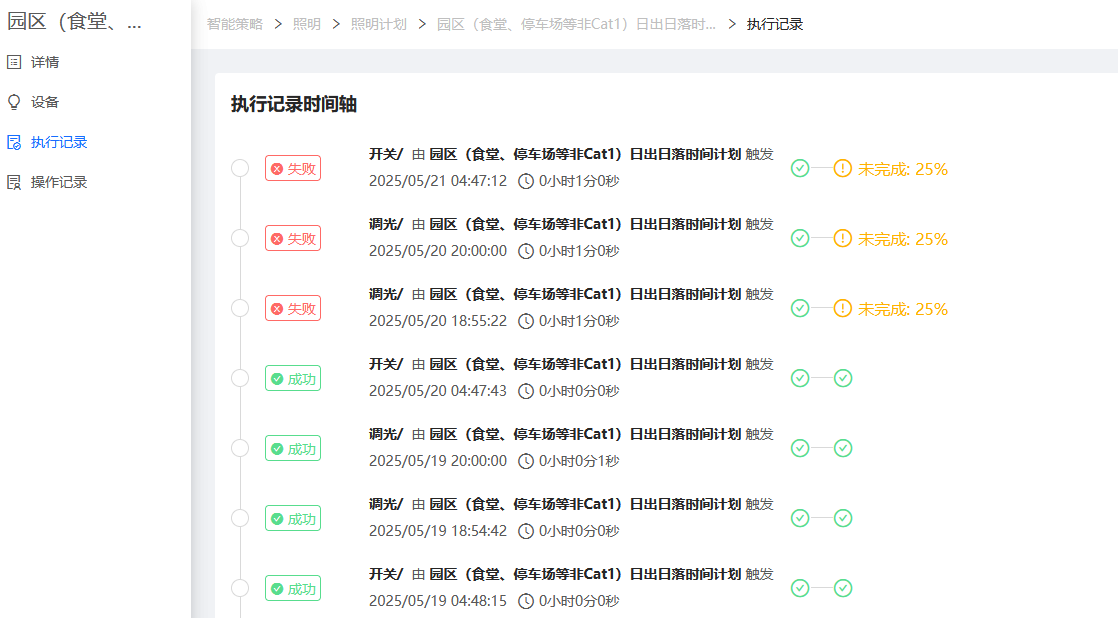 计划执行记录