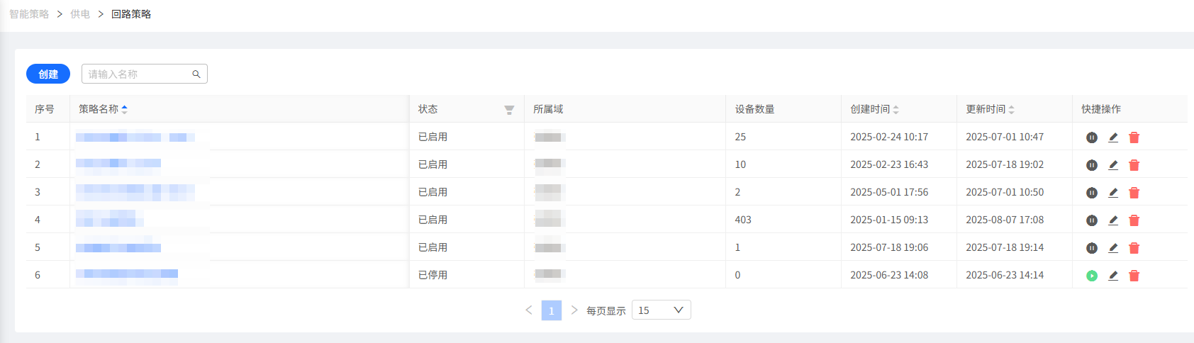 策略列表
