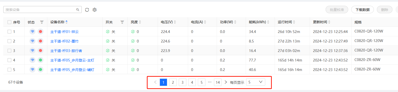设备列表分页